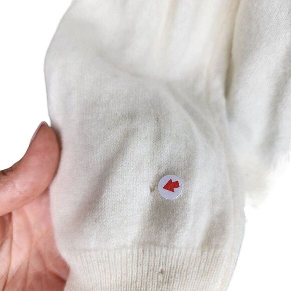 Vintage 50s Dalton Cashmere Cardigan Sweater Womens Size M Ivory Silver Pinup - Picture 5 of 6